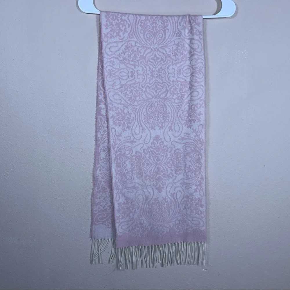 PINK PAISLEY SCARF PASTEL IVORY WHITE SOFT COTTAGECORE